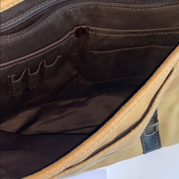 FOSSIL MESSENGER BAG Small, Tan Canvas - Picture 3 of 5